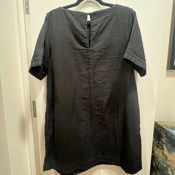 A&F Linen Blend Short Sleeve Mini Dress Black - Picture 6 of 6